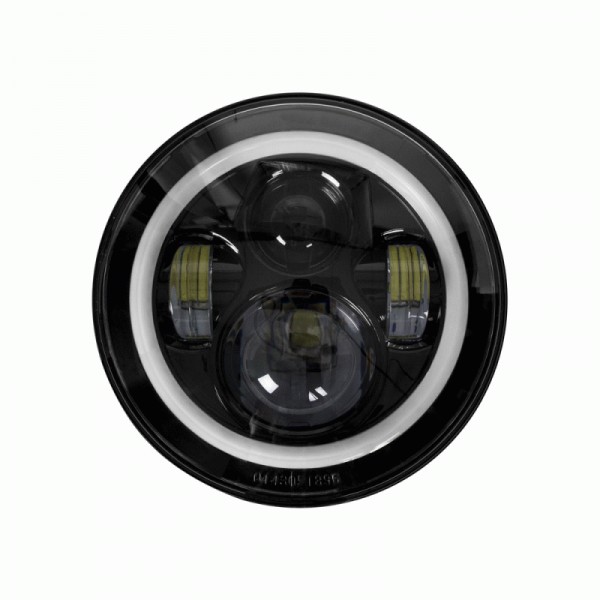 Motorcycle Headlights - 7 Inch Round Black w/Full ...